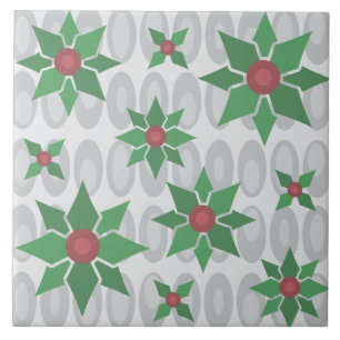 Atomic Age Christmas Holly Silver Tile