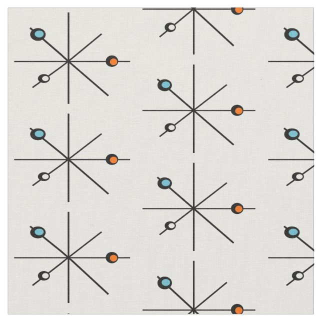 Atomic Age CUSTOM BACKGROUND COLOR Orbit Print Fabric (Close Up)