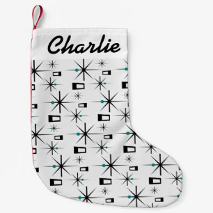 Atomic Age CUSTOM NAME Retro Small Christmas Stocking