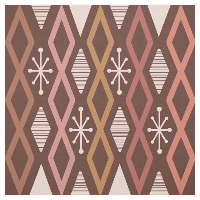 Atomic Age Diamond Columns Burnt Orange Fabric (Swatch)