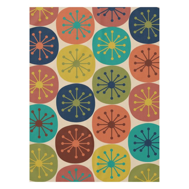 Atomic Age Dots Mid-century Retro Pattern Tablecloth (Front)