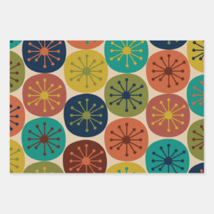 Atomic Age Dots Midcentury Modern Pattern Wrapping Paper Sheet