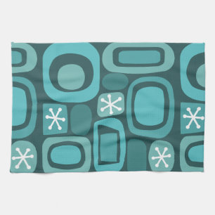 Atomic Age Fieldstones Teal Tea Towel