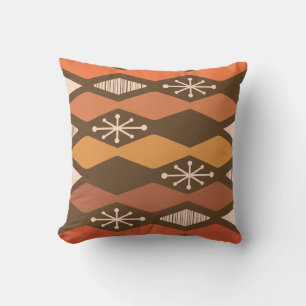 Atomic Age Geometric Brown Orange Cushion