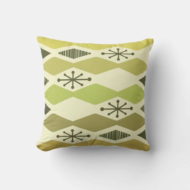 Atomic Age Geometric Chartreuse Cushion (Front)