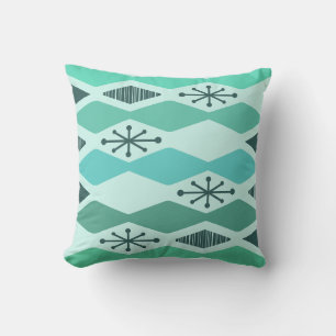 Atomic Age Geometric Turquoise Cushion