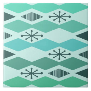 Atomic Age Geometric Turquoise Tile