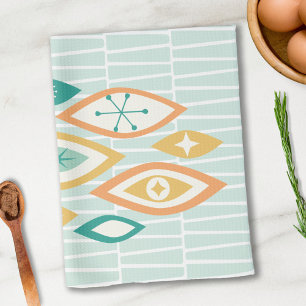 Atomic Age MCM Abstract Shapes and Stars Tea Towel