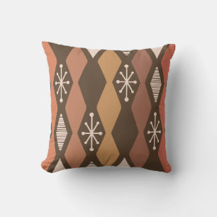 Atomic Age MCM Columns Burnt Orange Cushion