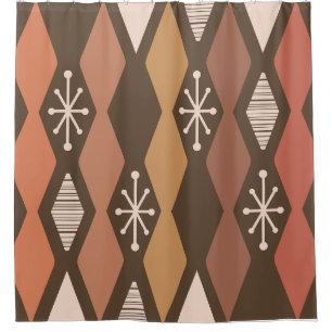 Atomic Age MCM Columns Burnt Orange Shower Curtain