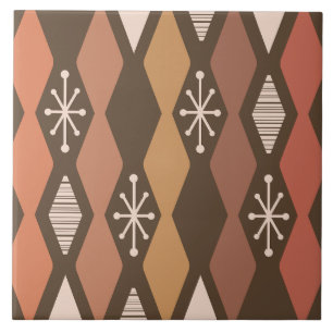 Atomic Age MCM Columns Burnt Orange Tile