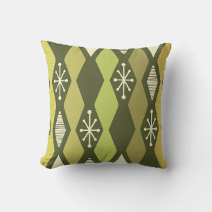 Atomic Age MCM Columns Olive Green Cushion