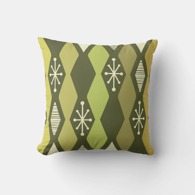 Atomic Age MCM Columns Olive Green Cushion (Front)
