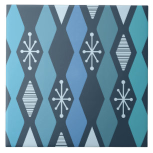 Atomic Age MCM Columns Teal Blue Tile