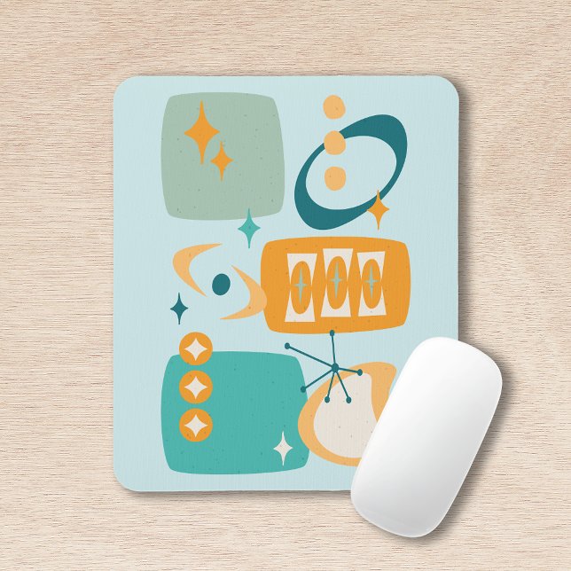 Atomic Age, Mid Century Abstract 19 Aqua, Orange Mouse Mat (Creator Uploaded)