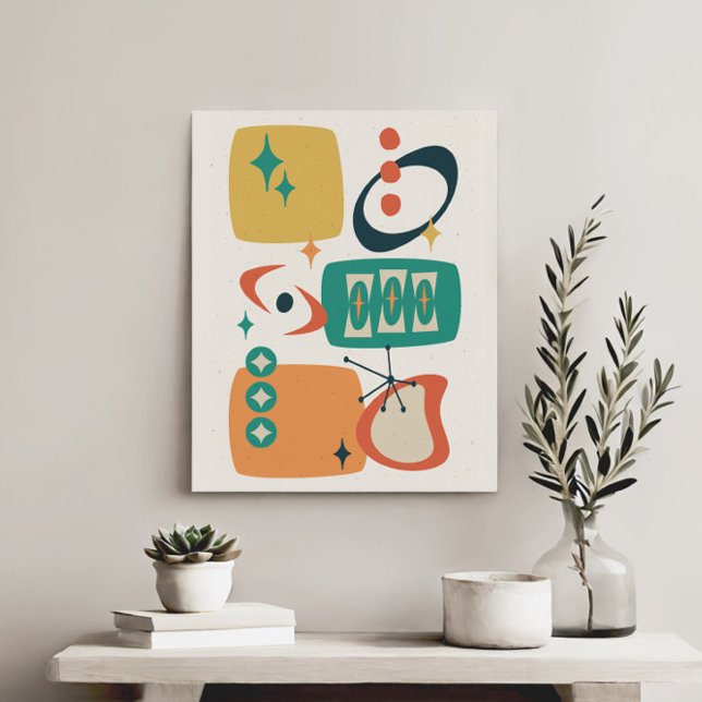 Atomic Age Mid Century Abstract Teal Orange Yellow Canvas Print (Creator Uploaded)