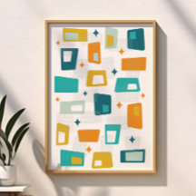 Atomic Age Mid Century Modern Blocks Teal