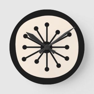 Atomic Age Mid Century Modern Fun Minimalist Round Clock