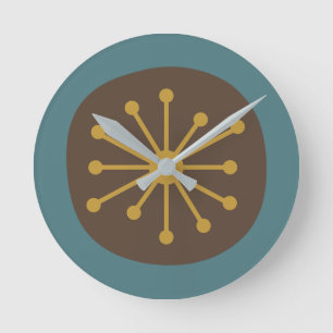 Atomic Age Mid Century Modern Retro Round Clock