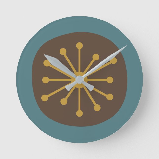 Atomic Age Mid Century Modern Retro Round Clock (Front)