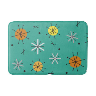 Atomic Age Planets Starbursts Turquoise Bath Mat