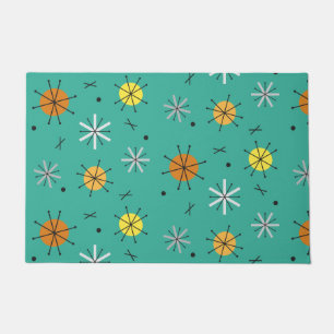 Atomic Age Planets Starbursts Turquoise Doormat