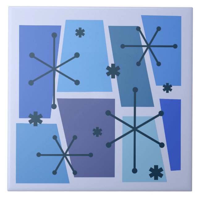 Atomic Age Pop Art Blue Tile (Front)