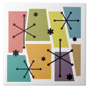 Atomic Age Pop Art Multicolored Tile