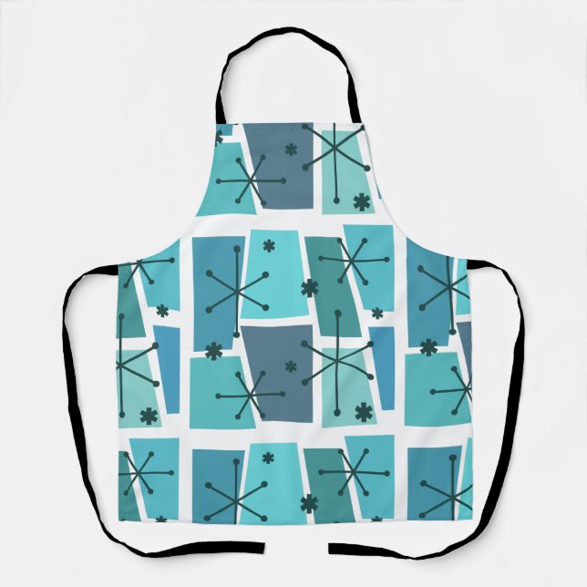 Atomic Age Pop Art Turquoise Apron (Front)