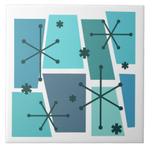 Atomic Age Pop Art Turquoise Tile