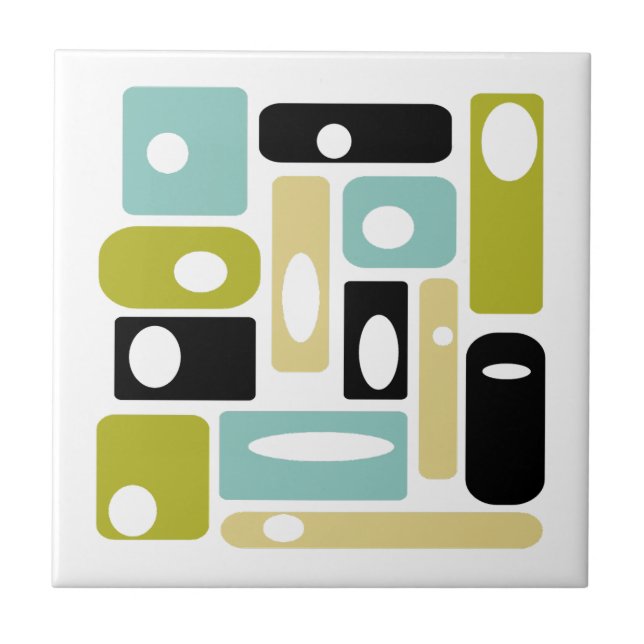 Atomic Age Rectangles And Ovals Mid Century Tile (Front)