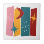 Atomic Age Rectangles Boomerang Starburst Mid Mod Tile<br><div class="desc">Make a statement in your tiling project with this bold atomic era mid century ceramic tile. With its pink,  orange,  blue,  and red rectangles,  stars,  and boomerang it’s sure to get a few “wows”!</div>