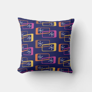 Atomic Age Rectangles Purple Colourful Cushion