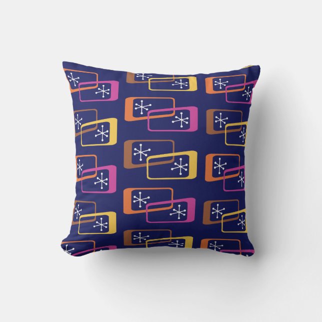 Atomic Age Rectangles Purple Colourful Cushion (Front)