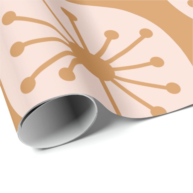 Atomic Age Retro 50s Dots in Blush Pink and Ochre Wrapping Paper (Roll Corner)
