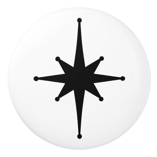 Atomic Age Retro 50s Starburst Single in Black Ceramic Knob (Front)