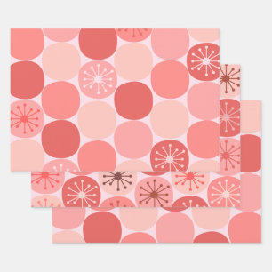 Atomic Age Retro Dots Midcentury Mod Blush Pink Wrapping Paper Sheet