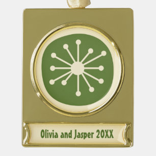 Atomic Age Retro Mid Century Modern Minimalist Gold Plated Banner Ornament