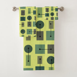 Atomic Age Simple Shapes Chartreuse Bath Towel Set