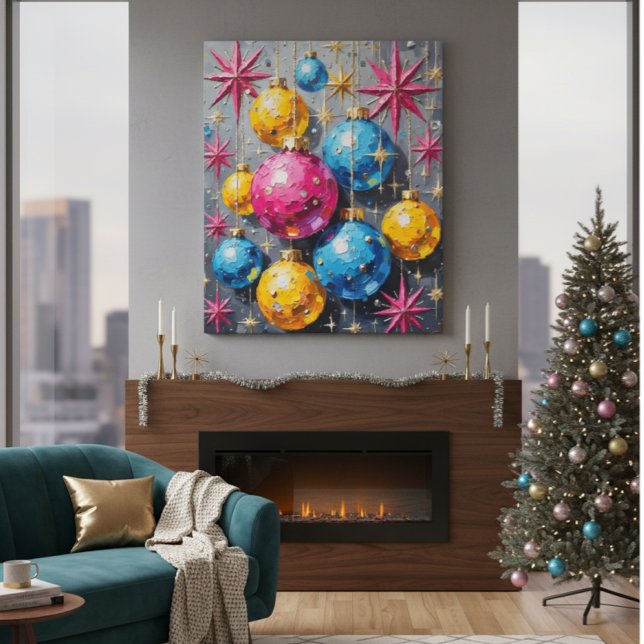 Atomic Age Sparkle: Mid-Century Modern Christmas Canvas Print (Creator Uploaded)