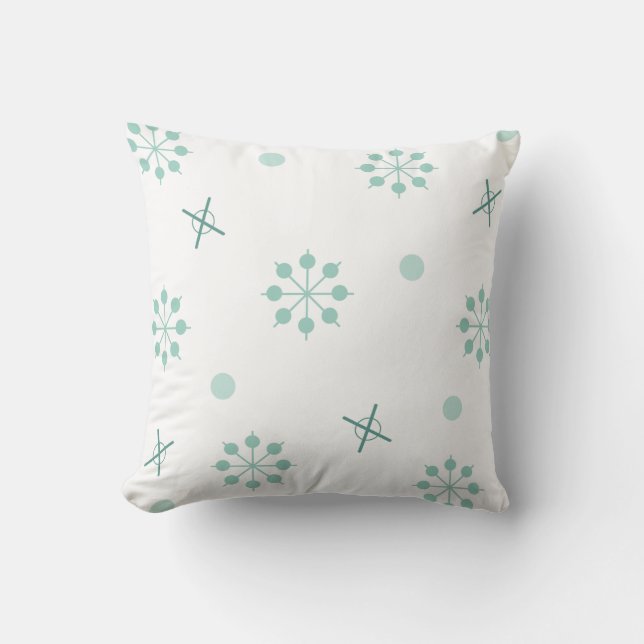 Atomic Age Sputnik Starbursts Winter Green Cushion (Front)