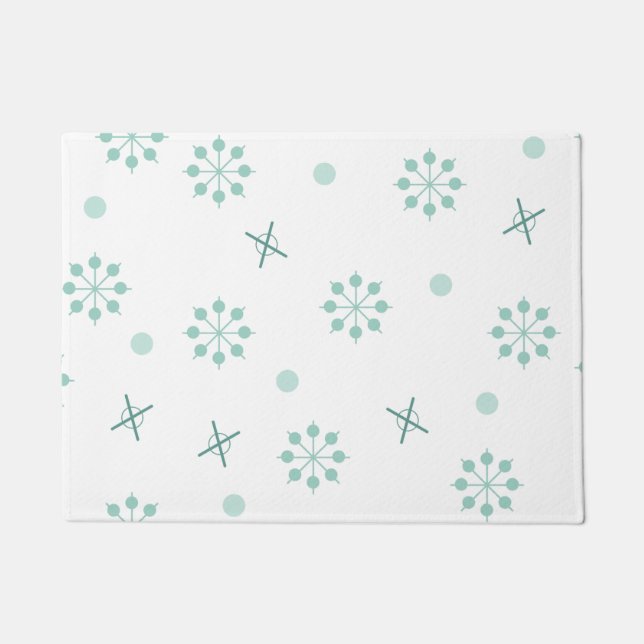 Atomic Age Sputnik Starbursts Winter Green Doormat (Front)