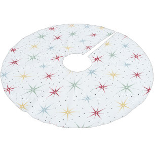 Atomic Age Starburst Pattern Mid Century Christmas Brushed Polyester Tree Skirt