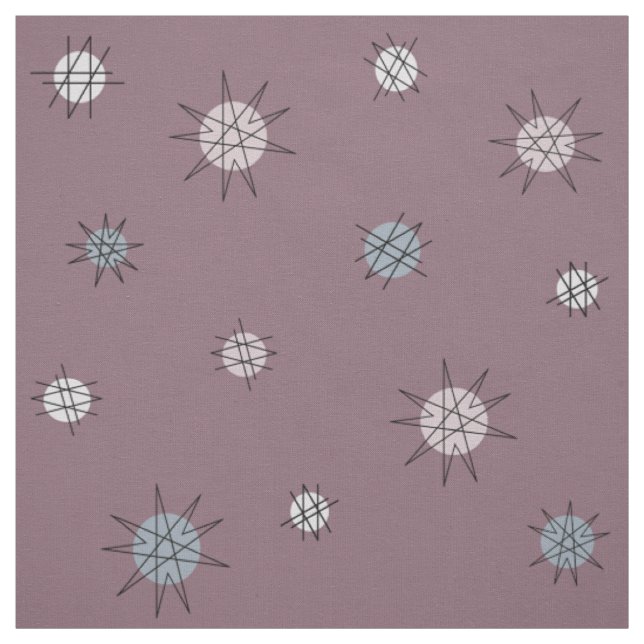 Atomic Age Starburst Planets Dark Mauve Fabric (Swatch)