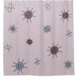 Atomic Age Starburst Planets Light Purple Shower Curtain