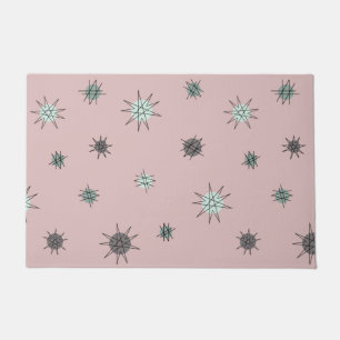 Atomic Age Starburst Planets Rose Pink Doormat