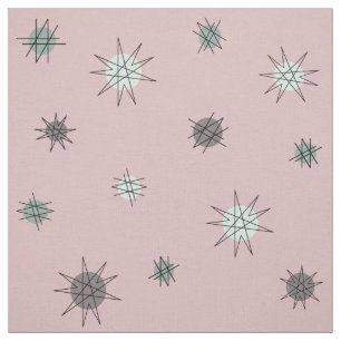 Atomic Age Starburst Planets Rose Pink Fabric