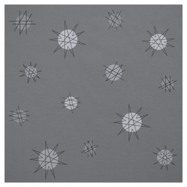 Atomic Age Starburst Planets Slate Grey Fabric (Swatch)