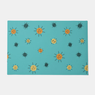 Atomic Age Starburst Planets Turquoise Doormat