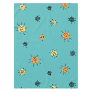 Atomic Age Starburst Planets Turquoise Tablecloth
